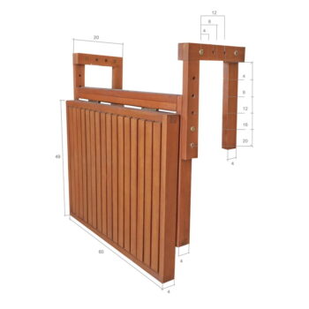 Závesný balkónový stolík 64x65 cm Berkeley – Garden Pleasure – Obrázok 5