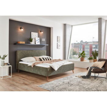 Tmavozelená čalúnená dvojlôžková posteľ s úložným priestorom s roštom 160x200 cm Riva – Meise Möbel – Obrázok 2