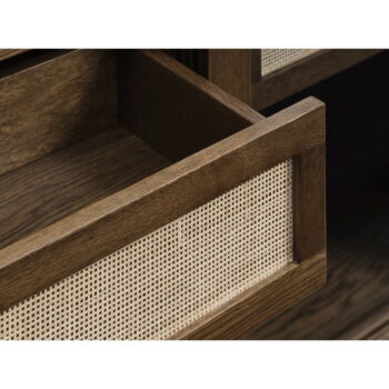 Tmavohnedá vitrína v dekore duba s posuvnými dverami 110x160 cm Barrali – Unique Furniture - Image 7