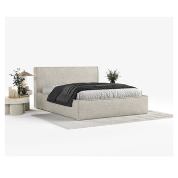 Béžová čalúnená dvojlôžková posteľ s úložným priestorom s roštom 200x200 cm Lounge L – Maison de Rêve - Image 5