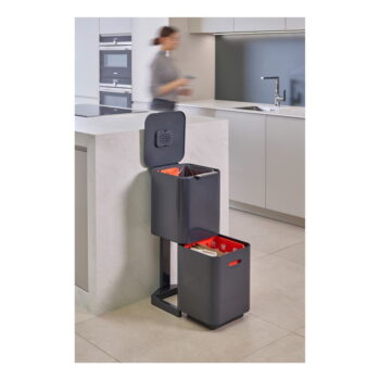 Sivý oceľový odpadkový kôš na triedený odpad 40 l Totem Compact – Joseph Joseph – Obrázok 4