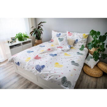 Biele bavlnené obliečky na jednolôžko 140x200 cm LP Dita Graffiti Heart – Cotton House – Obrázok 3