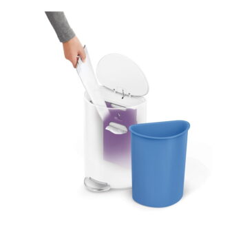 Biely nášľapný kovový odpadkový kôš 6 l – simplehuman - Image 6