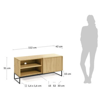 TV stolík v dekore duba v prírodnej farbe 112x51 cm Taiana – Kave Home – Obrázok 6