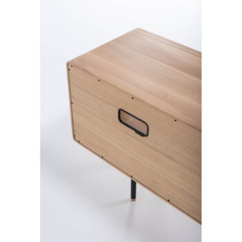 TV stolík z dubového dreva v čierno-prírodnej farbe 150x64 cm Fina – Gazzda - Image 5