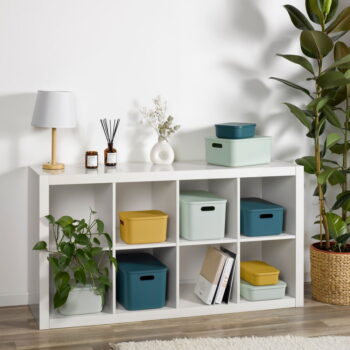Sivý plastový úložný box s vekom 24x18x8 cm – Homéa - Image 4