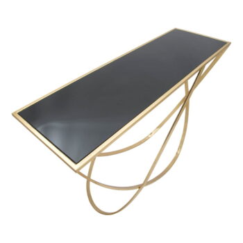 Konzolový stolík so sklenenou doskou v čierno-zlatej farbe 40x120 cm Ring – Mauro Ferretti - Image 5
