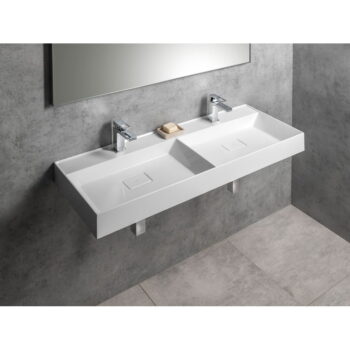 Biele dvojumývadlo z liateho mramoru 119x44 cm Godiva – Sapho – Obrázok 2