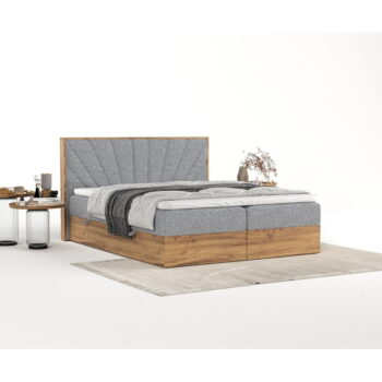 Boxspring posteľ s úložným priestorom v sivo-prírodnej farbe 200x200 cm Asahi – Maison de Rêve - Image 7
