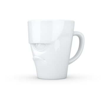 Biely nahnevaný porcelánový hrnček s uškom 58products - Image 3