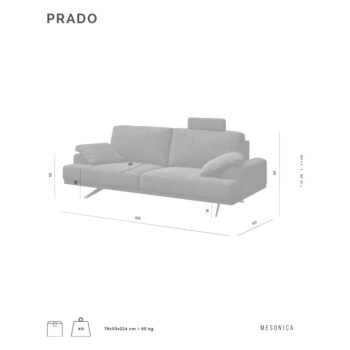 Svetlohnedá kožená pohovka 220 cm Prado – MESONICA - Image 7