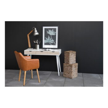 Biely pracovný stôl s 3 zásuvkami v dekore dreva Actona Neptun – Obrázok 6