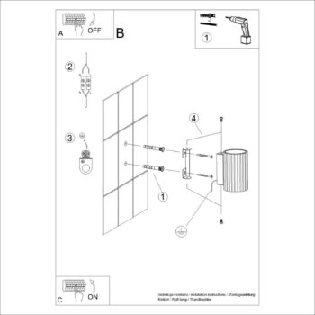 Čierne nástenné svietidlo Gleam – Nice Lamps - Image 3