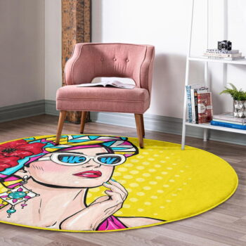 Žltý prateľný okrúhly koberec vhodný pre robotické vysávače ø 80 cm Comfort – Mila Home – Obrázok 4