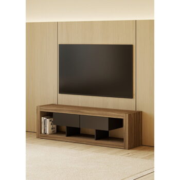 Hnedo-čierny TV stolík v dekore orecha 175x52 cm Nara – TemaHome – Obrázok 4