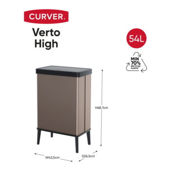 Ružový dotykový odpadkový kôš z recyklovaného plastu 54 l Verto High – Curver - Image 3