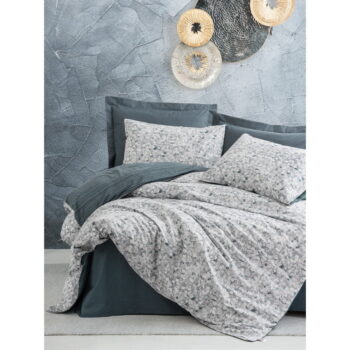 Predĺžené bielo-sivé obliečky na dvojlôžko z bavlny Renforcé 260x220 cm Molly – Mijolnir – Obrázok 2