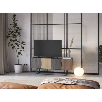 TV stolík v dekore duba v hnedo-prírodnej farbe 140x55 cm Titan – Marckeric - Image 10