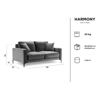 Tyrkysovomodrá zamatová pohovka Kooko Home Harmony, 158 cm - Image 5