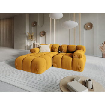 Žltá zamatová pohovka 191 cm Bellis – Micadoni Home – Obrázok 6