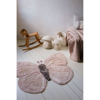 Svetloružovo-béžový prateľný ručne tkaný bavlnený detský koberec 90x120 cm Baby Butterfly – Lorena Canals - Image 11