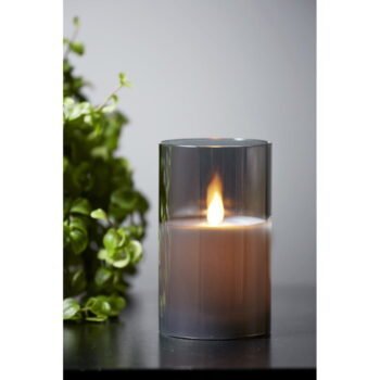 Sivá LED vosková sviečka v skle Star Trading M-Twinkle, výška 12,5 cm – Obrázok 7