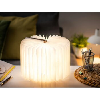 LED stolová lampa s textilným tienidlom (výška  2,5 cm) – Gingko - Image 4
