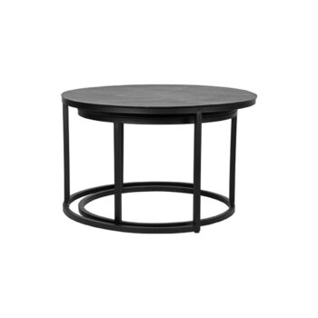 Čierne kovové okrúhle konferenčné stolíky v súprave 2 ks ø 75 cm Grand – LABEL51 - Image 2