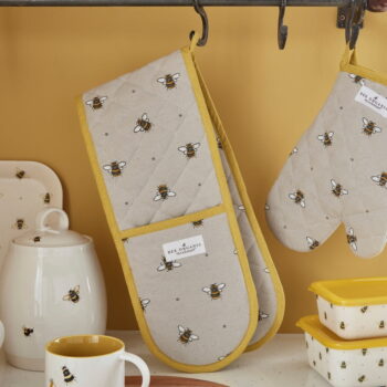 Béžovo-žltá bavlnená dvojitá chňapka Cooksmart ® Bumble Bees - Image 3