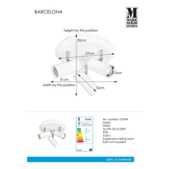 Biele nástenné svietidlo Markslöjd Barcelona Tres - Image 3