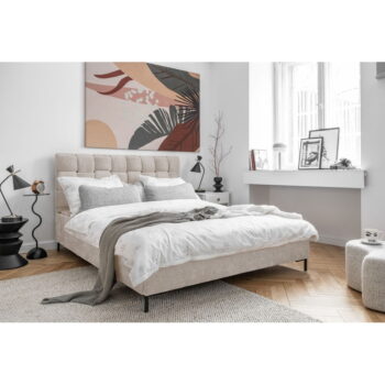 Béžová čalúnená dvojlôžková posteľ s roštom 180x200 cm Eve – Miuform – Obrázok 4