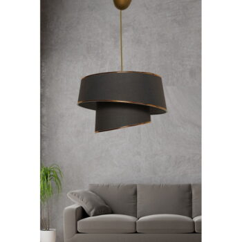Závesné svietidlo v antracitovo-zlatej farbe s textilným tienidlom ø 32 cm Barette – Opviq lights - Image 2