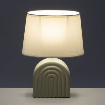 Bielo-béžová keramická stolová lampa s textilným tienidlom (výška 31 cm) – Casa Selección - Image 2