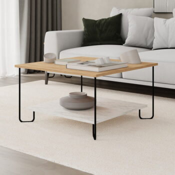 Konferenčný stolík s doskou v dubovom dekore v bielo-prírodnej farbe 80x80 cm Tonka – Marckeric – Obrázok 4