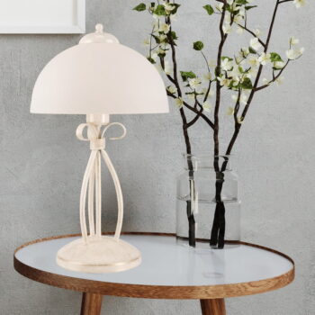 Biela stolová lampa so skleneným tienidlom (výška  43 cm) Adelle – LAMKUR – Obrázok 3