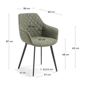 Kaki jedálenské stoličky z imitácie kože v súprave 2 ks Amira – Kave Home - Image 5