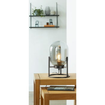 Čierna stolová lampa so skleneným tienidlom (výška  34 cm) Regi – Fischer & Honsel – Obrázok 4