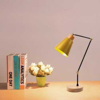 Lampa v čiernej a žltej farbe s kovovým tienidlom (výška 52 cm) Manavgat – Opviq lights – Obrázok 2