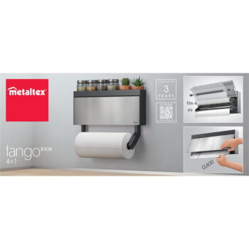Nástenný držiak na kuchynské utierky a fólie Metaltex Tango Inox – Obrázok 5