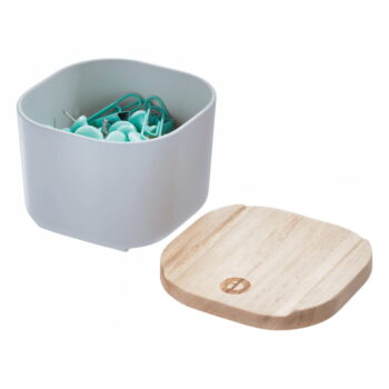 Sivý úložný box s vekom z dreva paulownia iDesign Eco, 9 x 9 cm - Image 4