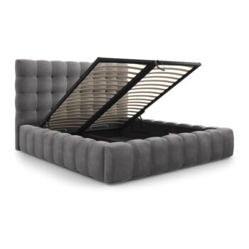Sivá čalúnená dvojlôžková posteľ s úložným priestorom s roštom 200x200 cm Bali – Cosmopolitan Design - Image 4