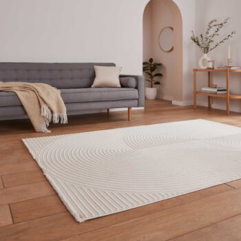 Krémovobiely umývateľný koberec z recyklovaných vlákien 160x230 cm Flores – Think Rugs - Image 5