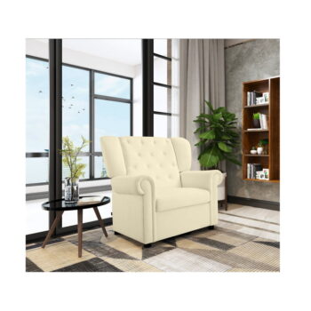 Biele zamatové hojdacie chesterfield kreslo Lillyse – Støraa - Image 4