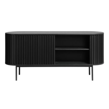 Čierna nízka komoda v dekore duba s posuvnými dverami 73x160 cm Siena – Unique Furniture - Image 9