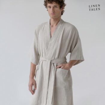 Béžový ľanový župan veľkosť L/XL Summer - Linen Tales - Image 7