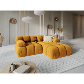 Žltá zamatová rohová pohovka (pravý roh) Bellis – Micadoni Home - Image 7