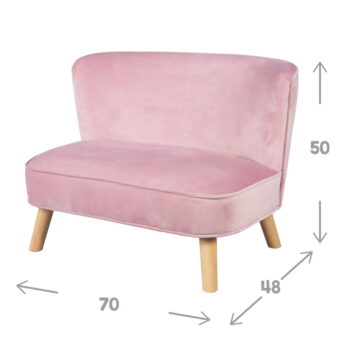 Svetloružová zamatová detská pohovka 70 cm Lil Sofa – Roba - Image 5