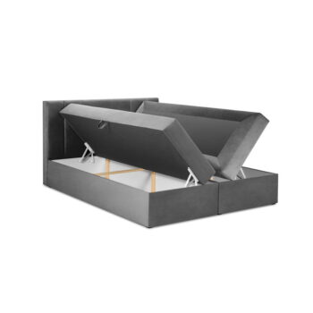Svetlosivá zamatová dvojlôžková posteľ Mazzini Beds Afra, 200 x 200 cm – Obrázok 4