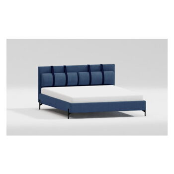Tmavomodrá čalúnená jednolôžková posteľ s roštom 90x200 cm Tulsa – Ropez - Image 3