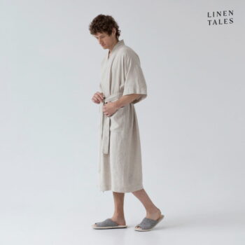 Béžový ľanový župan veľkosť L/XL Summer - Linen Tales - Image 3